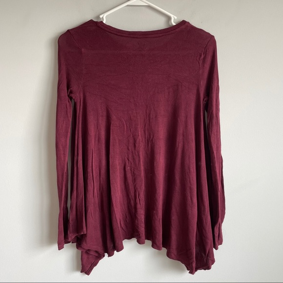 Three Dots Maroon Long Sleeve Flowy Top - Picture 2 of 6